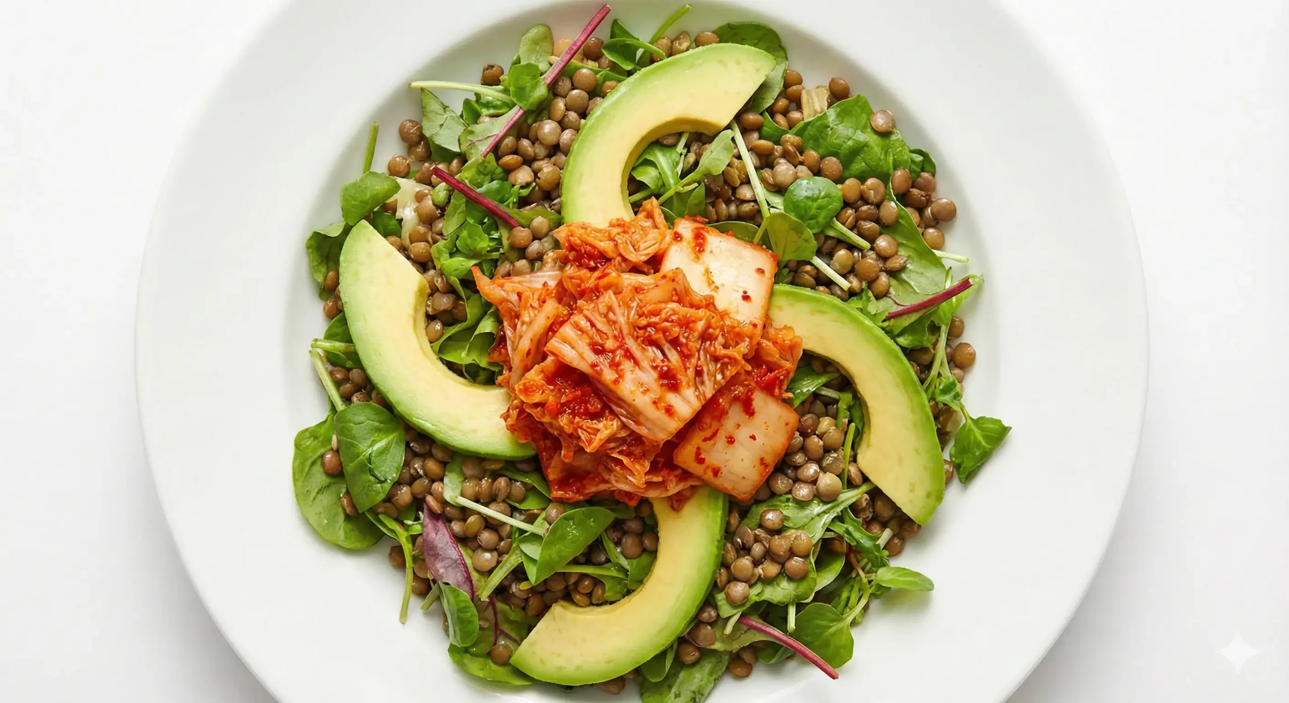 Salade colorée garnie de kimchi suisse Fermentierra